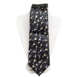 Men's Necktie COUNTESS MARA Black New Years Celebration Party Wedding Narrow Tie